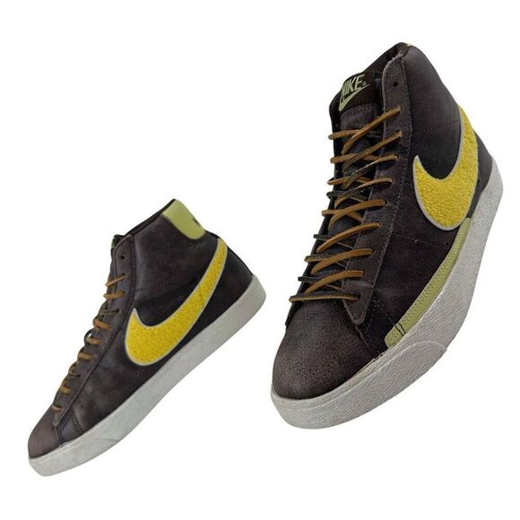 Nike Blazer High Supreme Baroque Brown/Zest Distressed Leather Sneakers Men’s Si